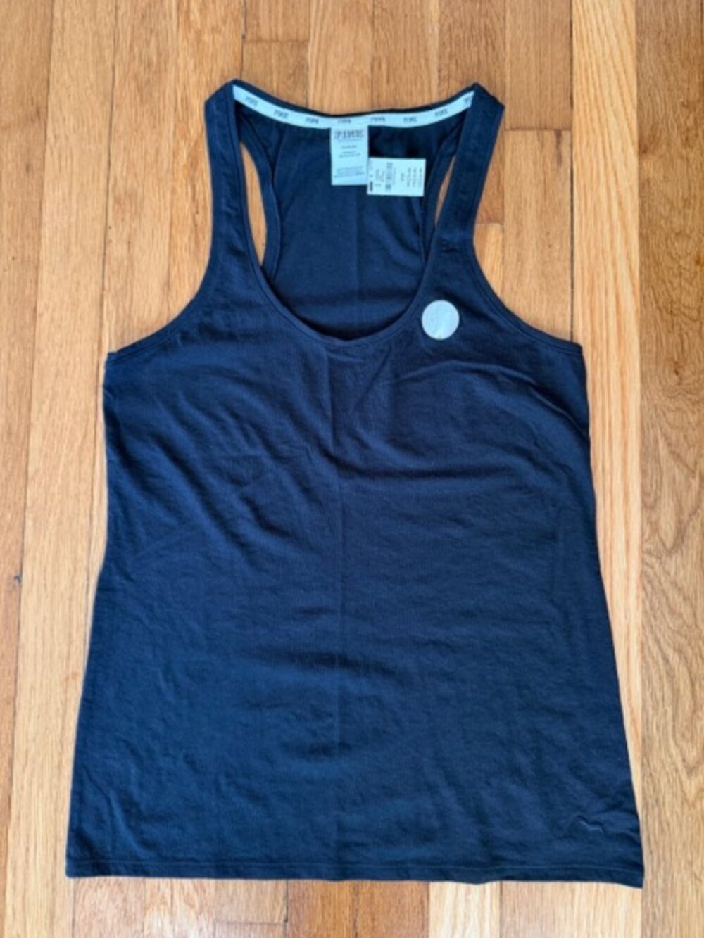 PINK Victoria Secret scooped neck Black Racerback Tank Top, Size M, NWT